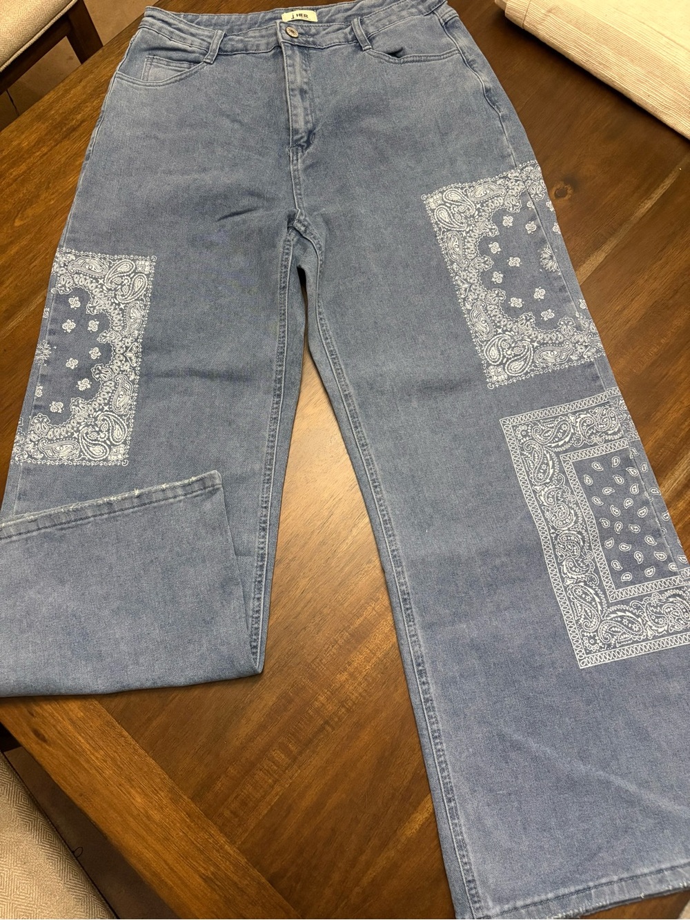 J Her High-Rise Blue Bandana Print Jeans